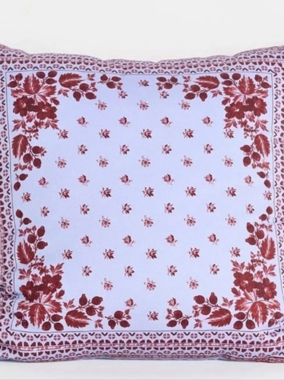 Anthropologie Bandana Canvas Pillow Floral Accent Pillow in White & Red NWT